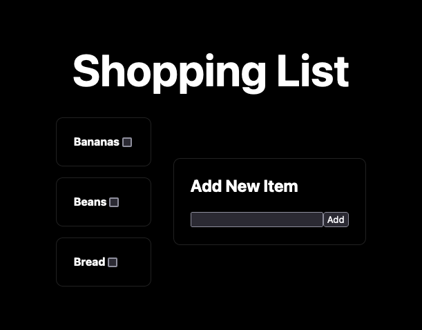 Example shopping list application Example shopping list application