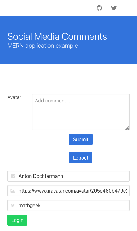 Example MERN stack application Example MERN stack application
