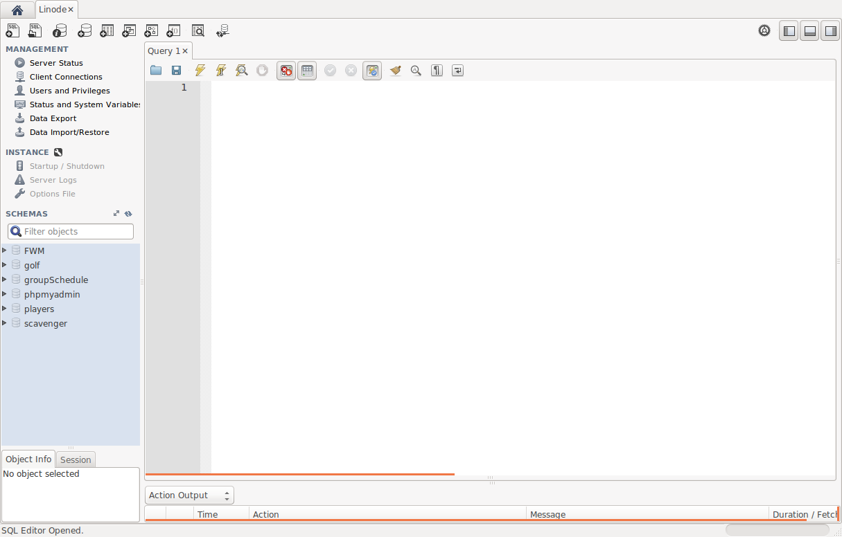 The database screen The database screen