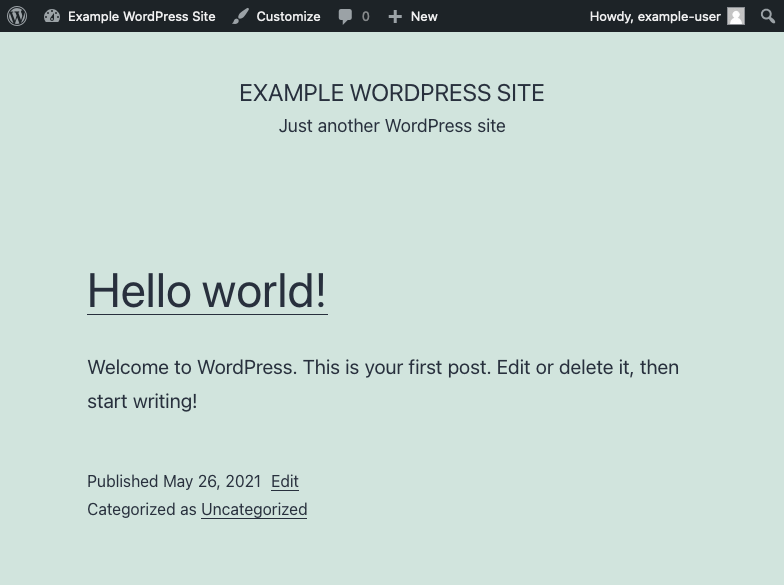 WordPress’s default, “Hello, World!” post. WordPress’s default, “Hello, World!” post.