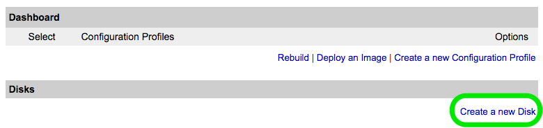 Create a new disk Create a new disk
