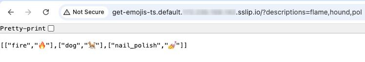 Successfully invoking the deployed Knative function in a web browser. Successfully invoking the deployed Knative function in a web browser.