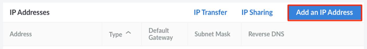 The Add IP Address button The Add IP Address button