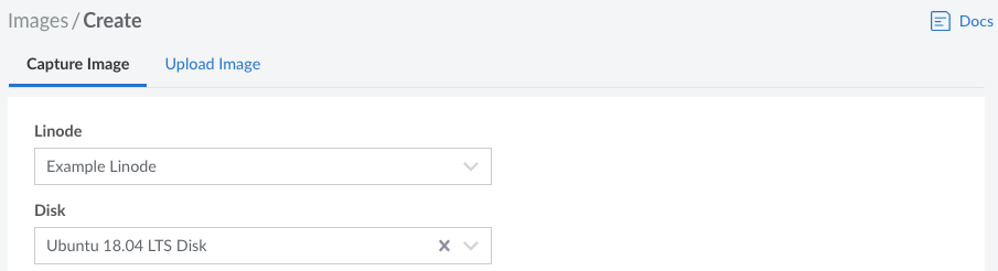 Select the Linode and disk Select the Linode and disk